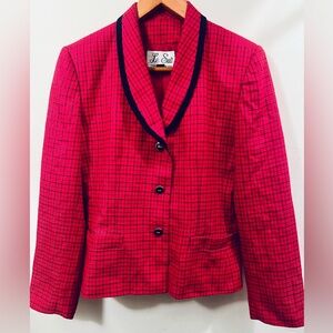 Valentine’s Day Red & Black Checkered Holiday Blazer Size 8 Made in Philippines
